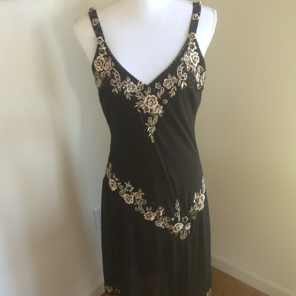 R & B Richards Black Sequined Coctail Dress Size 8
